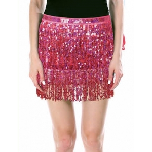 70s Costume Pink Sequin Skirt Fringe Skirt - Womens 70s Disco Costumes 